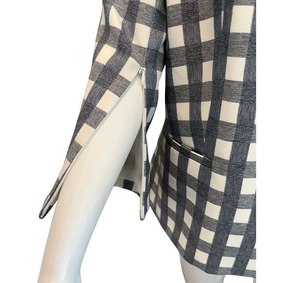 Nine West Gingham Navy White Checkered Blazer‎ Size 10 - Picture 5 of 8